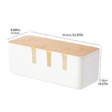 大型电线管理盒，带木盖、塑料7孔和4孔插座适配器条、宽敞的电线整理器、插座盖，适用于家庭和办公室使用 - 可隐藏在桌子下或地板上 - 彩色 - 查看 14