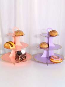 1pc 3-Tier Disposable Cake/Dessert Stand For Afternoon Tea, Wedding, Party, Birthday Celebration