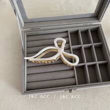 亚克力蝴蝶结夹优雅大号女士发夹，闪亮桃色十字蝴蝶结发夹，时尚配饰