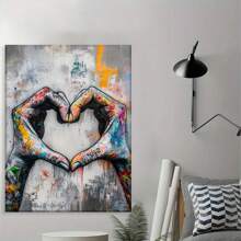 Framed, Canvas Painting, Street Graffiti Love, Wall Decoration, Living Room, Library, Office, Cafe, Bar, Abstract Art, Perfect Birthday, Holiday Gift, Valentine'S Day, Easter Egg