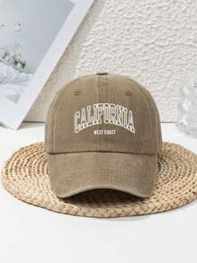 1pc Unisex California West Coast Hollow-Out Stylish Personalized Outdoor Sports Washed Beach Retro Adjustable Letter Casual Street Polyester (Polyester) Printed Soft Crown Baseball Cap/Snapback, Suitable For Spring, Summer, Autumn, Winter