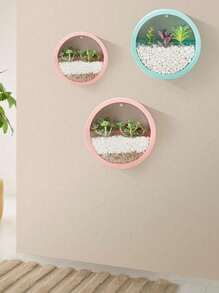 1 pieza Macetero de pared redondo, maceta hidropónica, decoración de pared interior, estilo escandinavo, apta para sala de estar, comedor, en color macaron