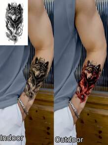 5 hojas de tatuajes temporales de lobo para adultos, pegatinas de tatuajes de animales, tatuajes falsos realistas de tigre para adultos en el hombro y el cuello, para hombres y mujeres, con colores brillantes y sensibles a la luz