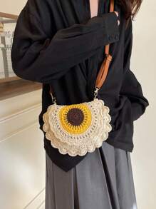 Summer Straw Chic Minimalist Shoulder Cross-Body Bag - Yellow - View 9