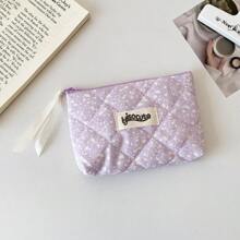 Simple Splashed Ink Cloth Storage Bag Student Portable Makeup Handbag Cosmetic Lipstick Bluetooth Earphone Storage Pouch