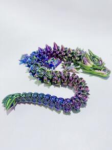 3D Printed Vivid Rose Dragon Sculpture - Flexible Joints, Multi-Colored, Suitable For Home And Office Decor, Great For Bookshelf, Living Room, Desk, Dragon Decoration