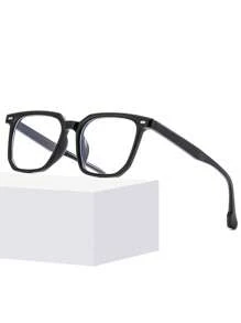 1 件男士时尚纯色玻璃镜框，2025 新款方形百搭复古休闲裸脸，适合电脑、手机、书籍和游戏使用