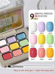9 Colors Spring Breeze In Poetry Solid Gel Nail Polish Gradient Semi Permanent Soak Off UV LED Nail Art Gel Varnishes For Nails Salon - 彩色 - 查看 2