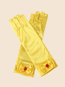 1/10双儿童牛奶丝手套，冰雪公主服装配饰，舞台表演公主裙魔法手套，适合演出、角色扮演、派对，是送给孩子的绝佳礼物 - 黃色 - 查看 3