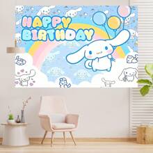 Sanrio 1 pezzo Striscione decorativo per feste di compleanno di cani in giada bianca, tema a cartoni animati, decorazioni perfette per feste di doccia, arredo camera da letto, sfondi per foto e cabine, 210 cm x 150 cm e 100 cm x 75 cm