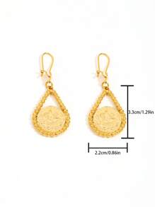 1 paar elegante minimalistische koperlegering 18K vergulde druppelvormige oorbellen, geschikt voor dagelijks gebruik door vrouwen