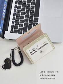 快乐猫钱包韩版学生银行卡证件卡夹校园卡包零钱包钱包迷你钱包小钱包可爱钱包腕包 - 白色 - 查看 3