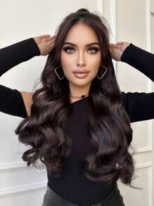 20 英寸 1 件装 3/4 全头卷发夹 合成接发 女士假发 5 个夹子 - 黑色 - 查看 12