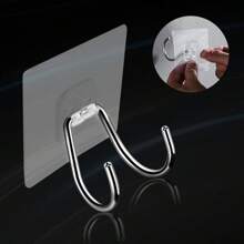 2 Pieces Of Stainless Steel Solid Double Hooks Hooks No Drilling Behind The Door Wall Mounted Bathroom Toilet Kitchen Hooks