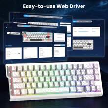 ATTACK SHARK X68 HE 60% Wired Gaming Keyboard Rapid Trigger,Actuation Point Adjustable,Magnetic Switch 8K Polling Rate,PBT Keycaps For Win,RGB Mechanical Keyboard With Coiled Cable - Trắng chuyên nghiệp - Xem 7