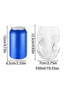 1个/4个 550毫升/19.35盎司 咖啡杯、鸡尾酒杯、扭纹玻璃杯、创意玻璃杯、拇指形玻璃杯、饮用玻璃杯 - 彩色 - 查看 12