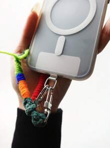 1pc Ultra-Thin Stainless Steel Phone Lanyard Patch Gasket, Cellphone Strap Parts Replacement, Lanyard Connector - Back Attached Soft Film Does Not Damage The Phone