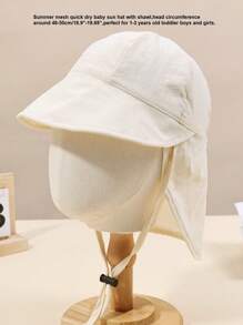 1pc Kids Summer Sun Protection Breathable Mesh Cape Hat, Solid Color Bucket Hat Suitable For Children Outdoor Activities, Travel, Beach, Swimming Protection