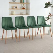 Indoor Green Velvet Dining Chair, Modern Kitchen Dining Chair With Backrest, Upholstered Side Chair With Hot Transfer Metal Legs, Family Kitchen Dining Room And Living Room (Set Of 4),ComfortCorner