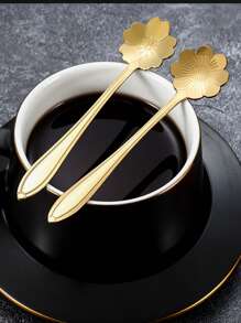 Mirror Polished Dessert Cutlery Set, Dessert Spoon, Ice Cream Spoon, Coffee Spoon For Dessert Table Decoration, Coffee Spoon Set With Tray, Swan Spoon And Fork Tray, Spoon Coffee Counter Organiser, Home Kitchen Holiday Gifts - Multicolor - View 3