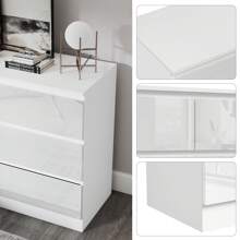 6 Dresser For Bedroom, High Gloss Dresser Organization And Storage Drawer Dresser, Makeup Organizer Dresser With Ample Storage Space, Modern Dresser For Bedroom, Hallway, Office - White - View 3