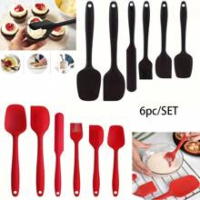 6 Pieces Silicone Kitchen Kitchenware Set - Non-Stick Heat Resistant Baking Tool With Scraper, Brush & Flipper - Cooking Accessories, Baking Tools For Baking, Cooking & Mixing, Dishwasher Washable, Easy To Clean, Kitchen Utensils, Kitchen Supplies