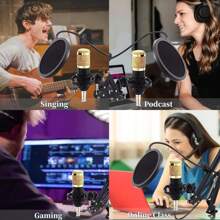 Podcast Equipment Bundle, Condenser Microphoneand Professional Audio Mixer For Studio Recording Vocals, Voice Overs, Streaming Broadcast, Videos,Gaming And More - Black - View 7