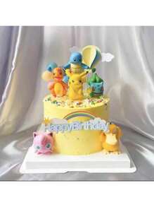 pokemon Set decorativo de 6 piezas de toppers para pastel de Pikachu Pokeball, ideal para mesa de postres y redes sociales