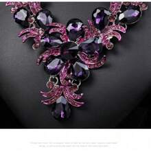 1 set de bijoux pour femme, collier et boucles d'oreilles 3 pièces, mariée, fête, mariage, ensemble de luxe à strass étincelants à la mode
