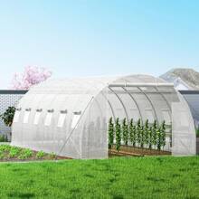 Walk-In/Pop Up Green House, 4.6 X 2.4 X 6.7/4.6 X 4.6 X 6.6/8.7x6x7.6/15 X 6.5 X 7ft, Greenhouse With Shelves, High Strength PE Cover With Doors, Windows And Steel Frame, Set Up In Minutes, For Planting And Storage,Green/White - 20 x 10 x 7 ft - Xem 1
