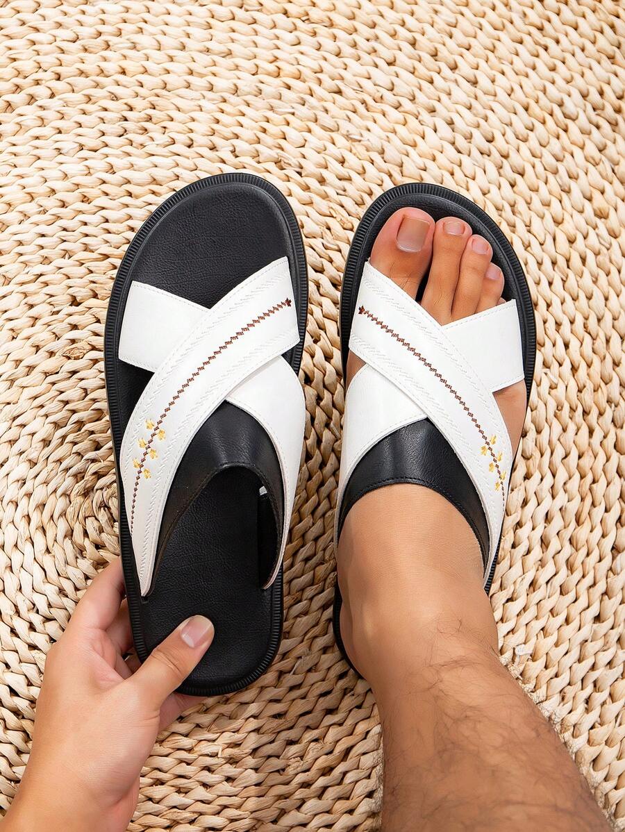 Men's Sandals Men's Arabic Sandals Formal Slippers - White Black - View 1