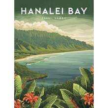 电脑夏威夷拉海纳复古旅行海滩风景帆布画现代房间家居装饰画无框