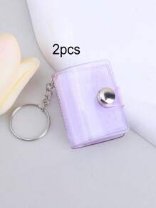 16 Sheets/1 Book/1 Inch, Sparkly White Mini Photo Album Keychain, Simple & Delicate Bag-Insert Style Id Card Holder Back To School,Back To School,School Supplies