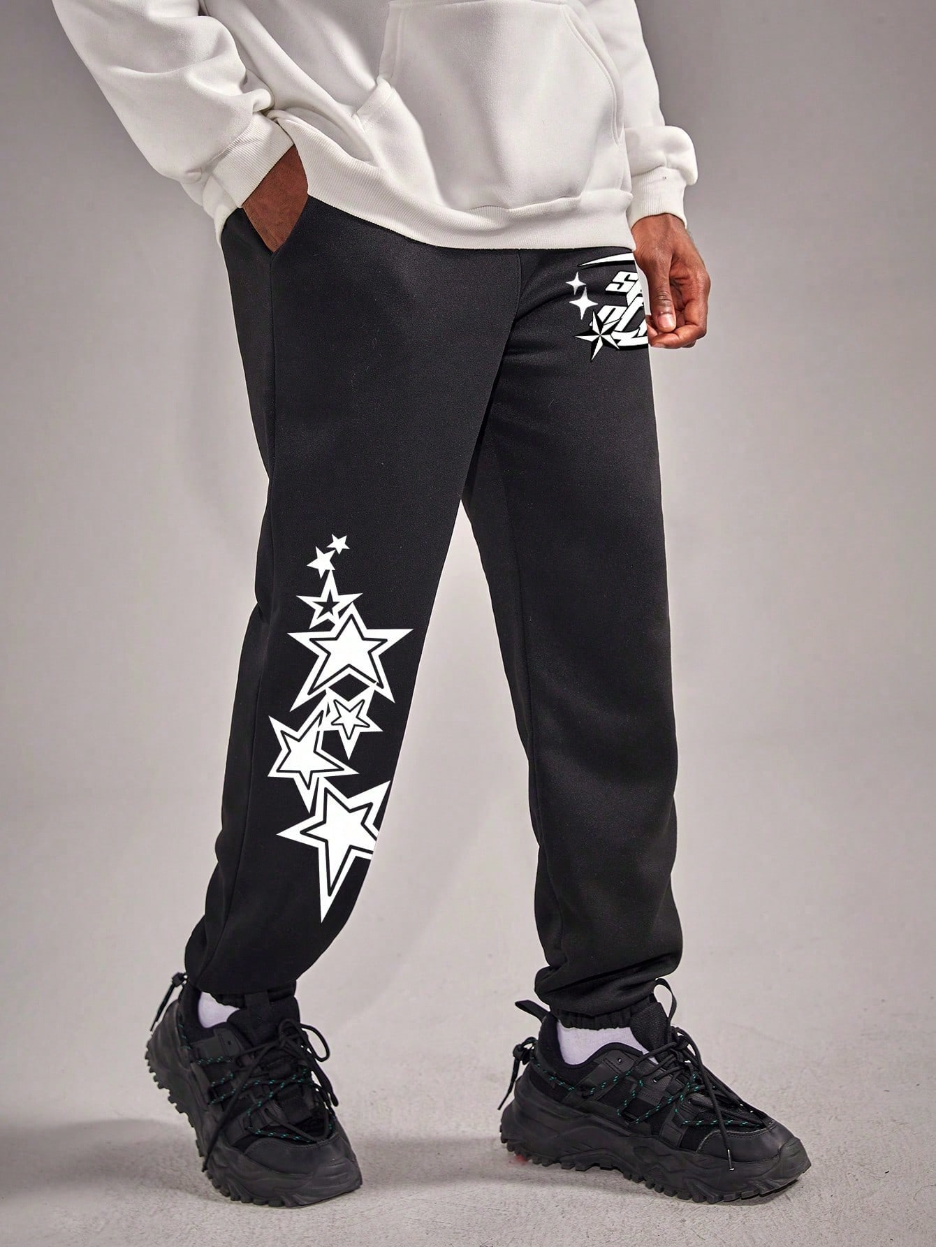 Men's Letter & Pentagram Print Drawstring Sweatpants