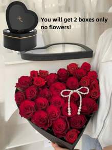 2Pcs 29cm+28cm Transparent Cover Heart Shaped Gift Boxes For Flowers Packaging With Clear Lid For Christmas, Graduations, Weddings, Birthdays, Groom Gifts, Engagement Wrap Flowers, Candy And Gifts, For Valentine'S Day