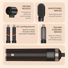 5-In-1 Hot Air Brush Set - Detachable Hair Dryer, Styler, Volumizer, Straightener & Curling Wand - 110V US Plug, Powerful 800W