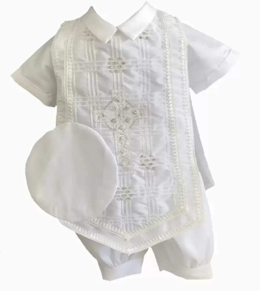 Ropon Bautizo niño Traje Bautizo niño Romeo - Blanco - Ver 1