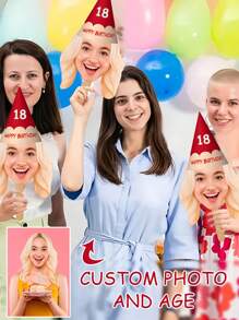 Customized Paper-Cut Big Head, Birthday Party, Customized Big Face Fan With Wooden Handle, Wedding Head, Bachelorette Face, Graduation Head, Birthday Head Fan, Various Party Heads, Birthday Photo Booth, Graduation Ceremony, Bachelorette Party, Colorful Paper Confetti Face - Multicolor - View 24