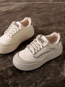 Zapatos casuales de mujer con suela gruesa, sencillos y elegantes, versátiles, ligeros y antideslizantes para uso al aire libre, hiking, running y deportes. Con un estilo retro adorable y un diseño de moda minimalista y elegante que se adapta cómodamente a la forma del pie.