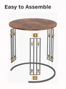 Nesting Coffee Table Set Of 2, Round Table, Morden End Side Table Night Stand For Bedroom Dining Room - Brown - View 5