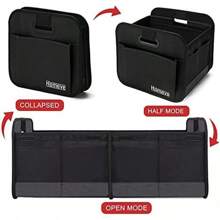 Homeve Car Trunk Organizer, Car Storage, Reinforced Handles, Collapsible Multi-Compartment Car Organizers, Foldable And Waterproof, 600D Oxford Polyester, Suitable Any Car, SUV,-Van, Black2025 - 白色 - 查看 8