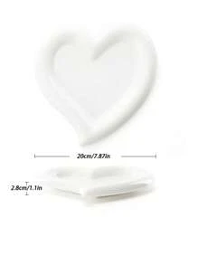 1pc 韩国INS风盘子 心形盘子 花盘 白色陶瓷盘子 高颜值网红同款甜点/早餐/珠宝盘 - 白色 - 查看 4