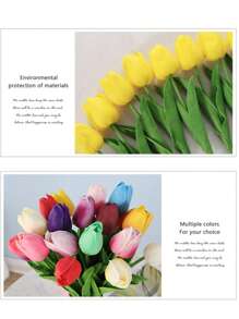 5Pcs Artificial PU Tulips Real Touch Fake Flower Arrangement Bouquets For Home Office Wedding Decoration 34cm High Mini Tulip Ornaments - A8 - Xem 2