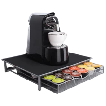 1 件咖啡胶囊收纳架，抽屉式咖啡胶囊架，可调节宽度和拉出式金属收纳架，适用于厨房、办公室、咖啡店 - 兼容各种咖啡胶囊 - 台面或橱柜整理器 回到学校