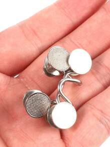 1 套隐形腰部塑身器，金属牛仔裤纽扣，时尚格子扣腰带，可拆卸腰部牛仔裤纽扣，腰部可调节扣，多功能设计 - 银色 - 銀色 - 查看 6