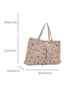 Túi Tote Mua Sắm Nhẹ Họa Tiết Anh Đào Nhiều Ngăn Thời Trang Thường Ngày, Túi Đeo Vai Cầm Tay Sức Chứa Lớn Có Dây Đeo Có Thể Điều Chỉnh, Thích Hợp Cho Phụ Nữ Đi Mua Sắm, Đi Làm, Bệnh Viện, Đi Chơi, Cặp Đi Học & Cặp Sách Phong Cách Nghệ Thuật Cho Phụ Nữ Hoặc Học Sinh, Hoàn Hảo Cho Sách, Mua Sắm, Quay Lại Trường Học, v.v. - trắng - Xem 4