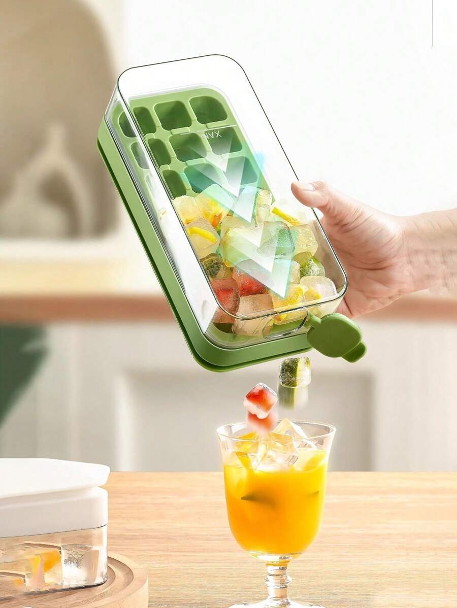 1pc Mold, Silicone Push-Type Ice Tray Ice Cubes, Home Ice Storage And Ice Box Artifact, Homemade With Lid, For Outdoor, Camping