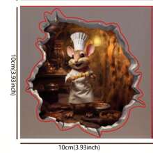 1pc Cute Reading Mouse Decorative Sticker, Self-Adhesive Wall, Baseboard, Desk, Cat Toy Sticker Film