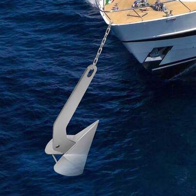 ONEUTRALON 316 Stainless Steel Boat Anchor, 17Lbs Delta Anchor Wing Style Anchor Heavy Duty Triangular Anchor Marine Anchors For Boats Small Yacht Boat Anchor 316 Stainless Steel Triangle Plow Anchor 17Lbs