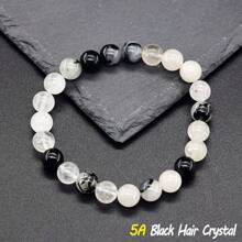 1 件原装黑发水晶串珠手链女款男款天然 5A 石珠水晶玛瑙珠宝瑜伽冥想净化灵魂手镯礼物生日礼物 - 彩色 - 查看 8